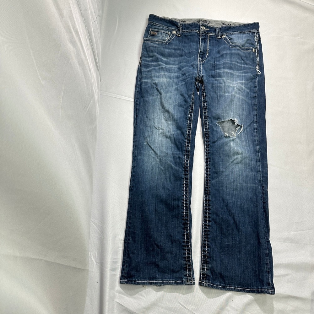 Buckle Black Eli 36x34 Bootcut Jeans‎ Distressed Medium Wash Men's